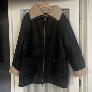 Mango Faux shearling lining coat size large